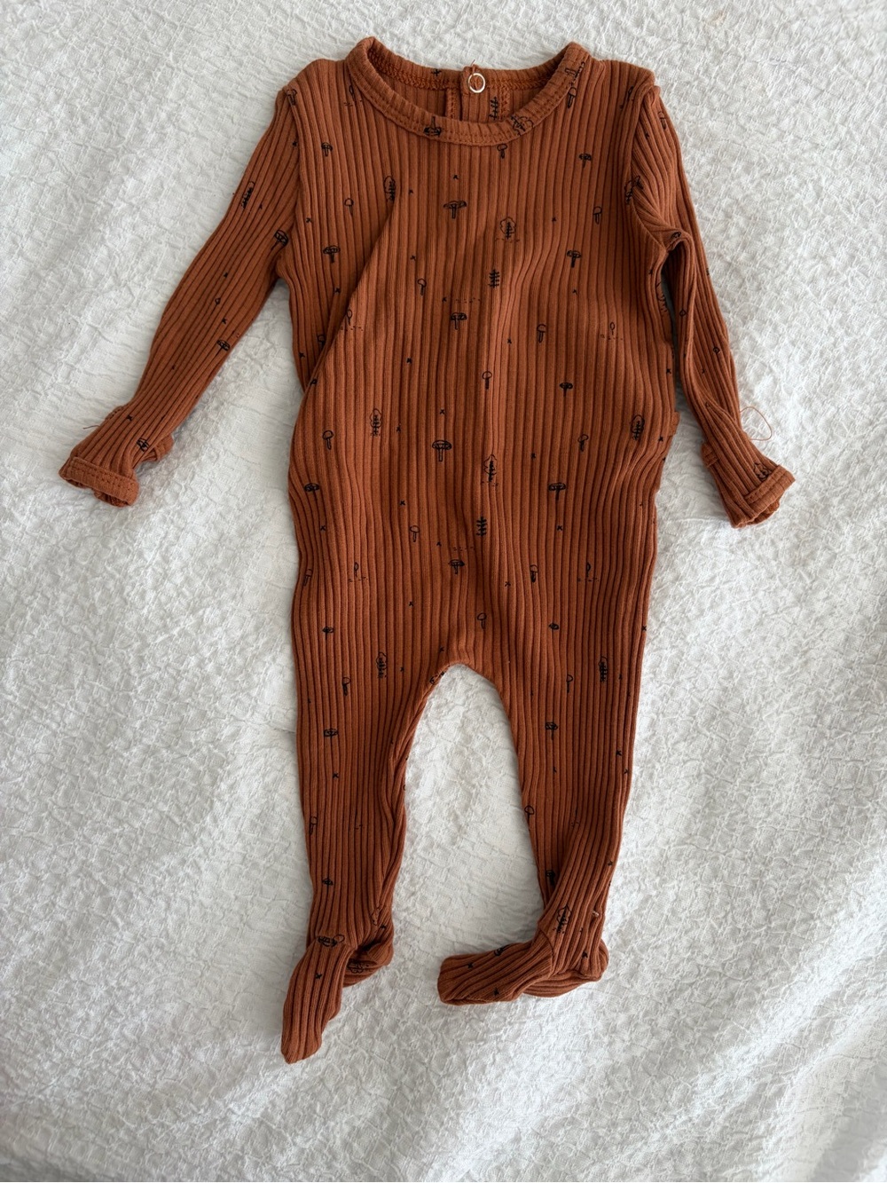 Rust Ribbed Footed One-Piece
